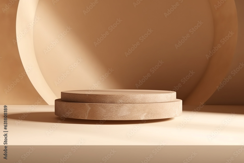 Product display background with   marble,stone and leaf .Minimal background for  products presentation.Created with Generative AI technology