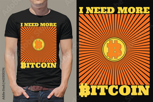 Black  T-shirt Design with vector tracing art bitcoin style
