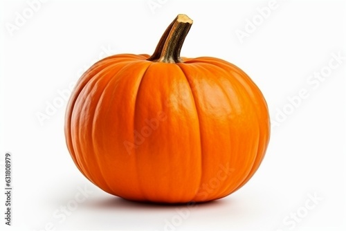 Pumpkin on white background, traditional autumn fare, festive decor