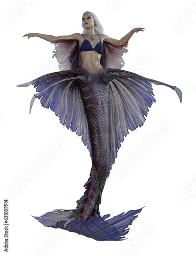  Mythical Mermaid on a rock Illustration 3D PNG 37