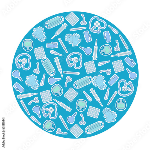 Vector background set of images of medical instruments