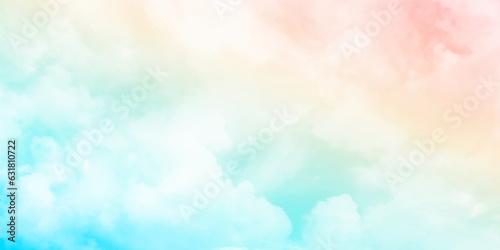 Cloud and sky with a pastel colored background and wallpaper. Soft cloud and sky with pastel gradient color for background backdrop