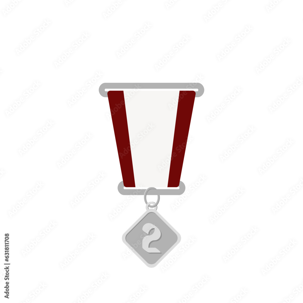 Silver Medal Second Place Ribbon Basic Shape Silver Medal Second Place Ribbon Basic Shape