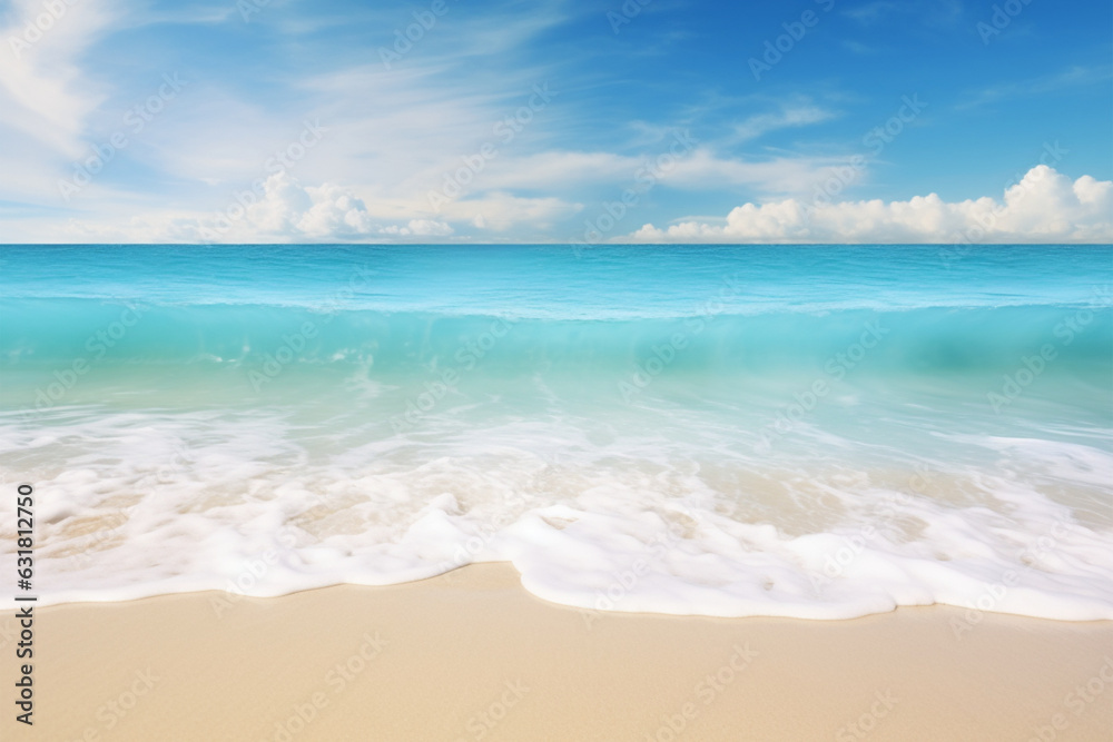 Beautiful seascape with sand and blue sky. Nature background.