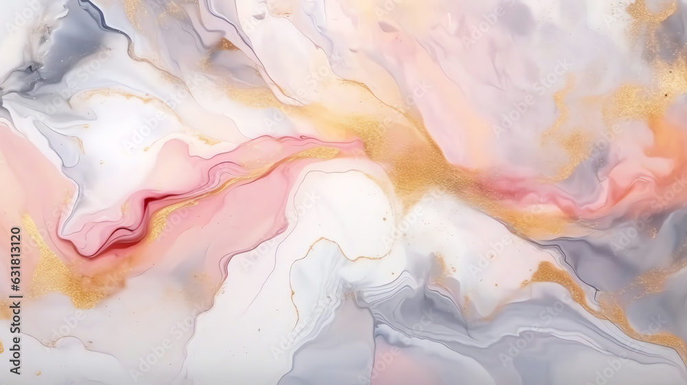 Generative AI : Luxury abstract fluid art painting background alcohol ink technique Turquoise and Coral Pink