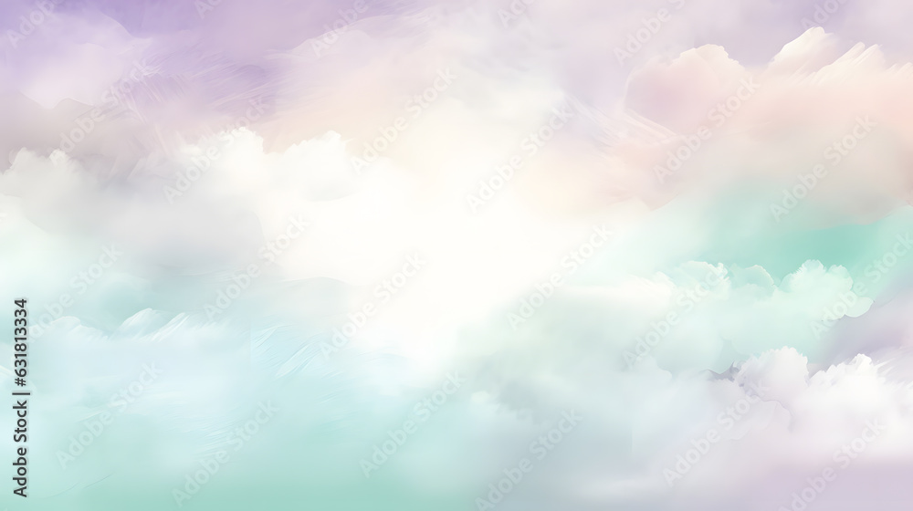 Generative AI : Sugar cotton pink clouds vector design background. Glamour fairytale backdrop. Plane sky view with stars and sunset. Watercolor style texture. Delicate card. Elegant decoration. Fantas