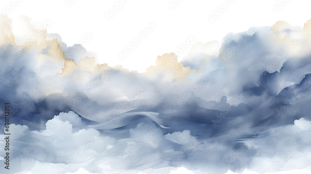Generative AI : Hand painted watercolor sky and clouds, abstract watercolor background, vector illustration