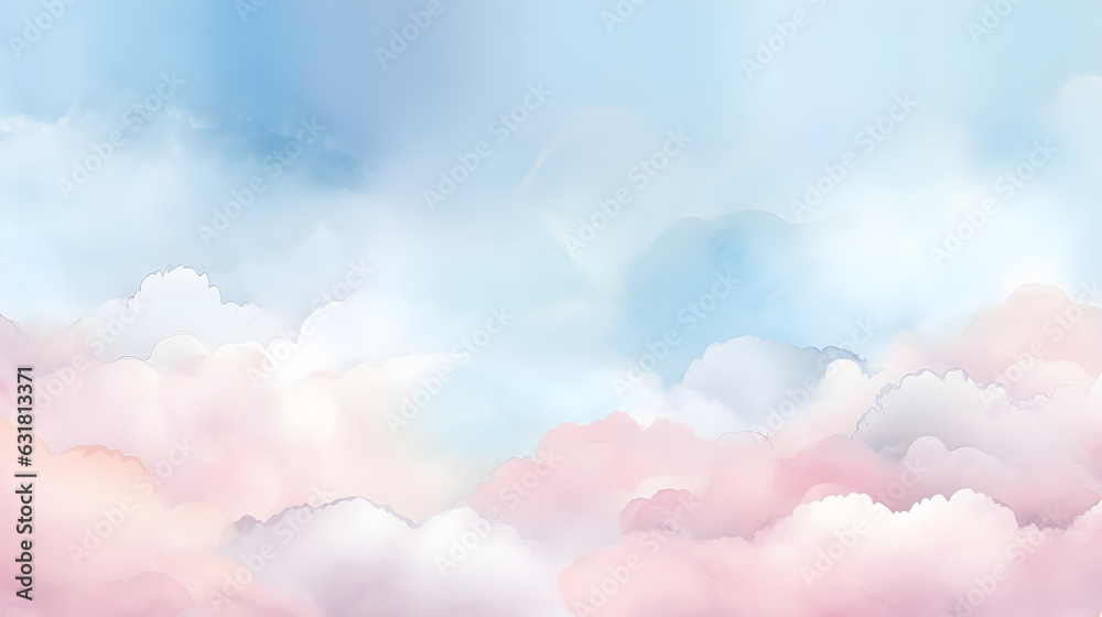 Generative AI : Vector illustration of fantasy sky background and pastel color.