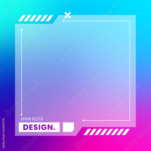 Futuristic square gradient background. Social media frame vector illustration.