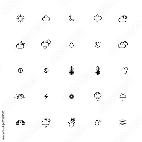 Outline earth weather icons set .