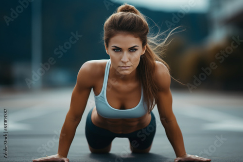 Unrecognizable young woman fitness exercise