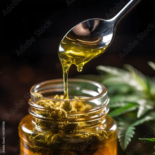 Honey or extracts dripping from a spoon