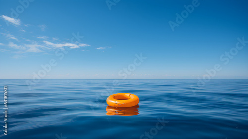 Vivid Image Capturing an Inflatable Float Bobbing Gently on the Open Sea. Generative Ai. 