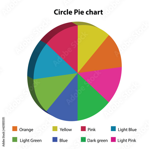 Different color circle pie chart. on white background