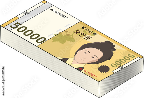 한국 돈 5만원 지폐 벡터 일러스트