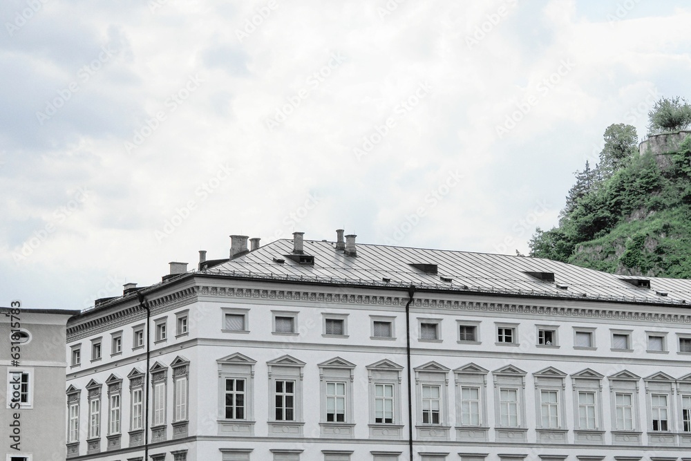 Architectural structure with a white facade in Salzburg, Austria
