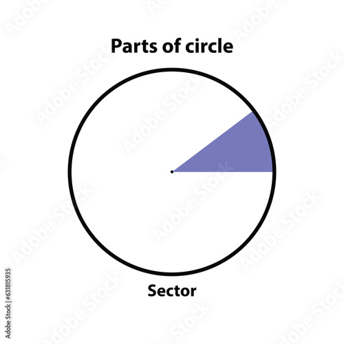 Parts of circle Segment. highlight in blue color. vector illustration on white background.