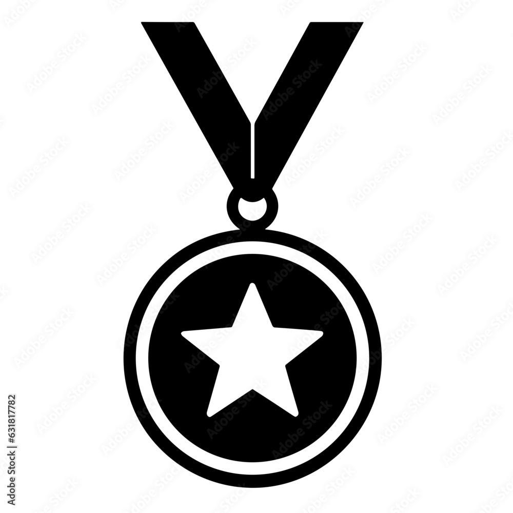 Medal competition icon in black flat glyph, filled style isolated on white background Medal competition icon in black flat glyph, filled style isolated on white background