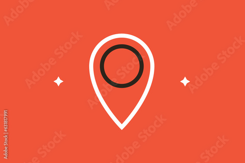 Geometric place location illustration in flat style design. Vector illustration. 