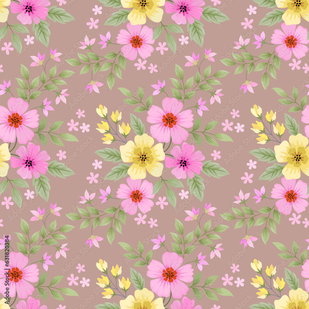 Colorful hand draw flowers seamless pattern. Can be used for fabric textile wallpaper. Colorful hand draw flowers seamless pattern. Can be used for fabric textile wallpaper.