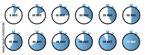 Horizontal set of analog clock icon