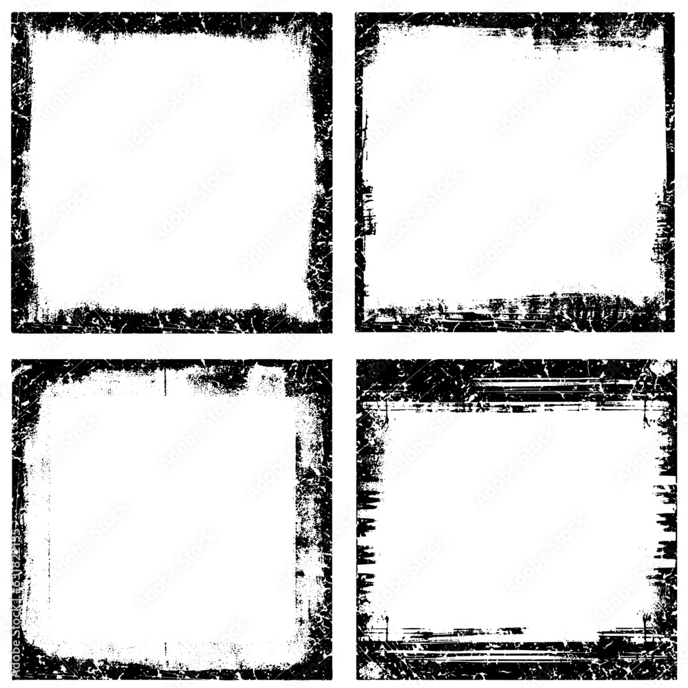 Set of four frames in grunge style. Set of four frames in grunge style.
