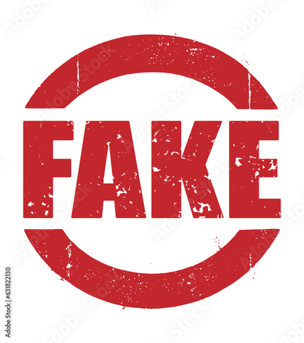 Fake red round rubber stamp on a white