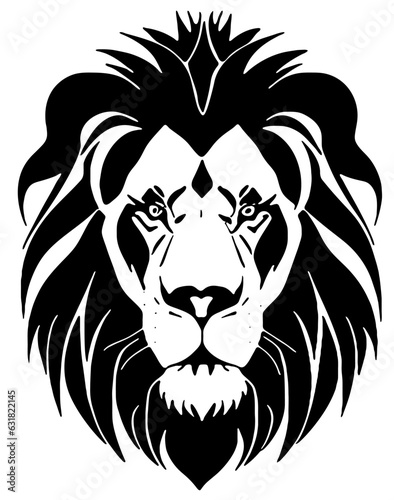 Portrait of a lion black and white for logo design  tattoo or other. Vector illustration