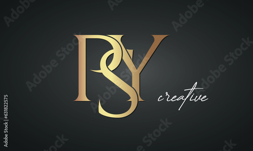 luxury letters PSY golden logo icon premium monogram, creative royal logo design	