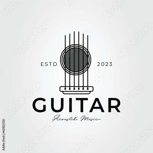 string guitar acoustic or electric bass logo vector illustration design