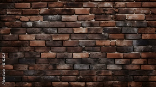 Close Up of a Brick Wall in dark brown Colors. Vintage Background 