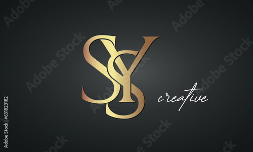 luxury letters SSY golden logo icon premium monogram, creative royal logo design	 photo