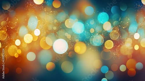 Lots of colorful bokeh backgrounds big small circle generated from AI Consists of red, yellow, purple, orange, blue, cyan.