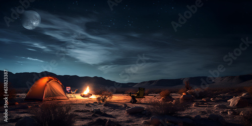 Camping in the desert in the middle of nowhere.