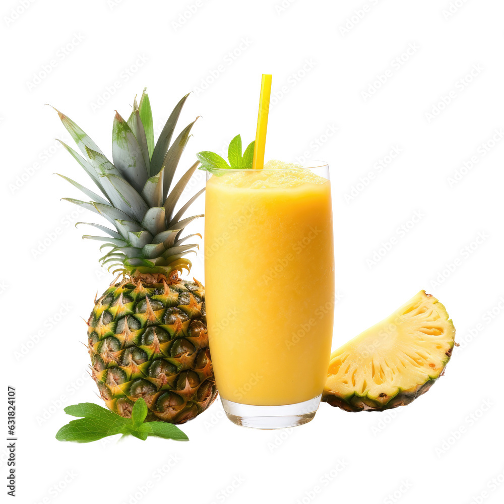 Smoothie with fresh pineapple slices Smoothie with fresh pineapple slices