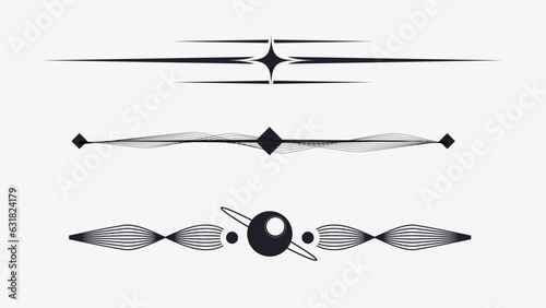 Futuristic Style Flat Black Dividers Set, Acid Art  Illustration