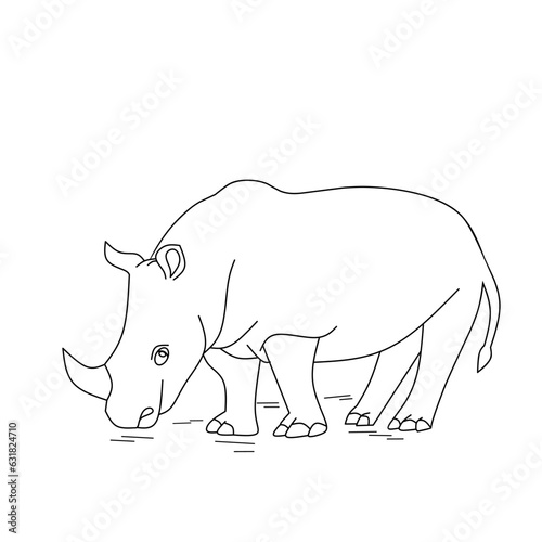 Rhinoceros vector illustration, realistic animal sketch, suitable for Vintage Logo. etching style.