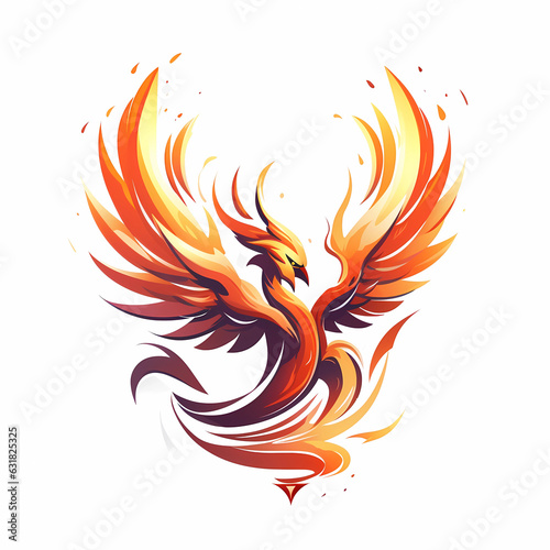 Mascot logo Phoenix Bird white background