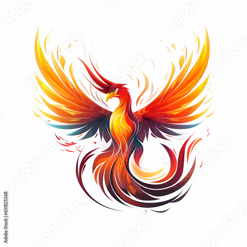 Mascot logo Phoenix Bird white background