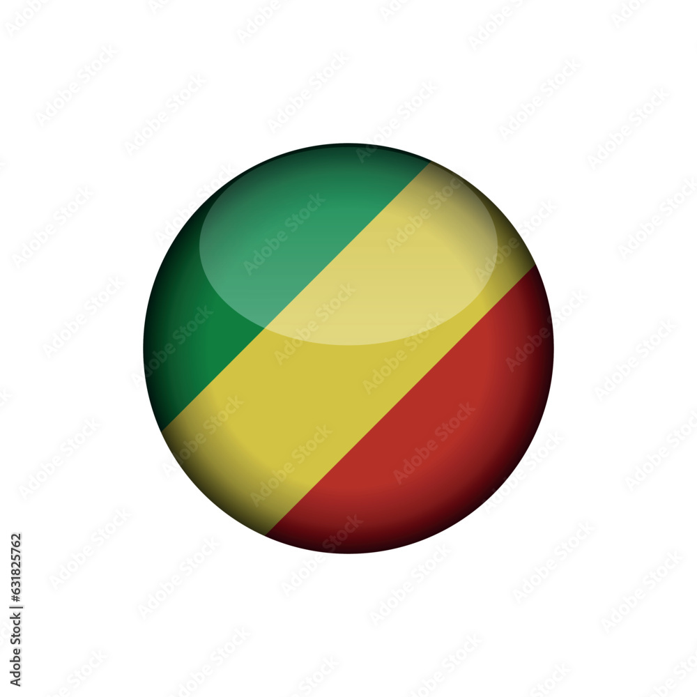 Republic of the Congo Flag Circle Button Vector Template Republic of the Congo Flag Circle Button Vector Template
