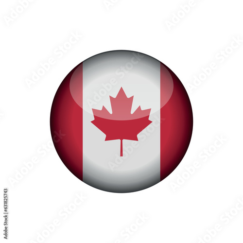 Canada Flag Circle Button Vector Template
