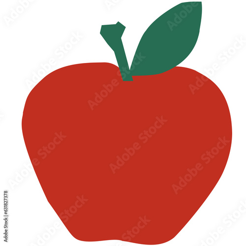 red apple with leaf illustration