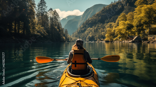 A person enjoying an eco-friendly activity, such as kayaking or hiking, with a focus on the importance of preserving natural habitats © Bartek