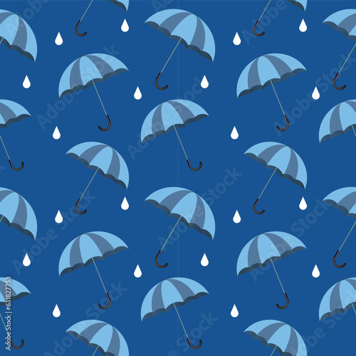 Umbrella seamless Rainy Blue background 