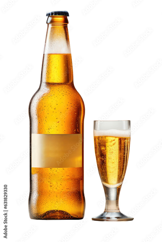 Beer glass isolated on transparent background. Generative Ai