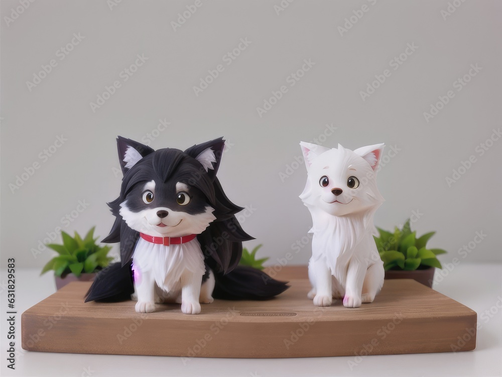 Obraz premium Cute happy wolf on a white background. generative ai