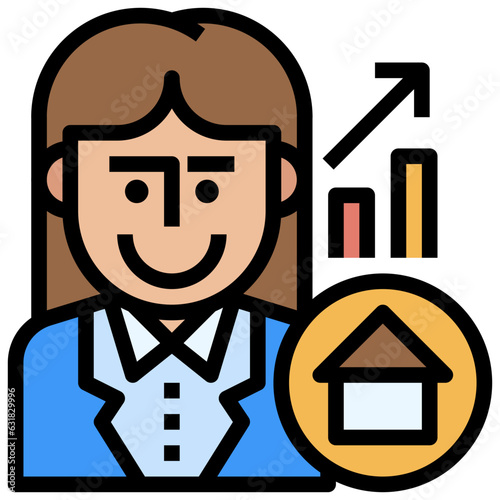 broker line icon,linear,outline,graphic,illustration