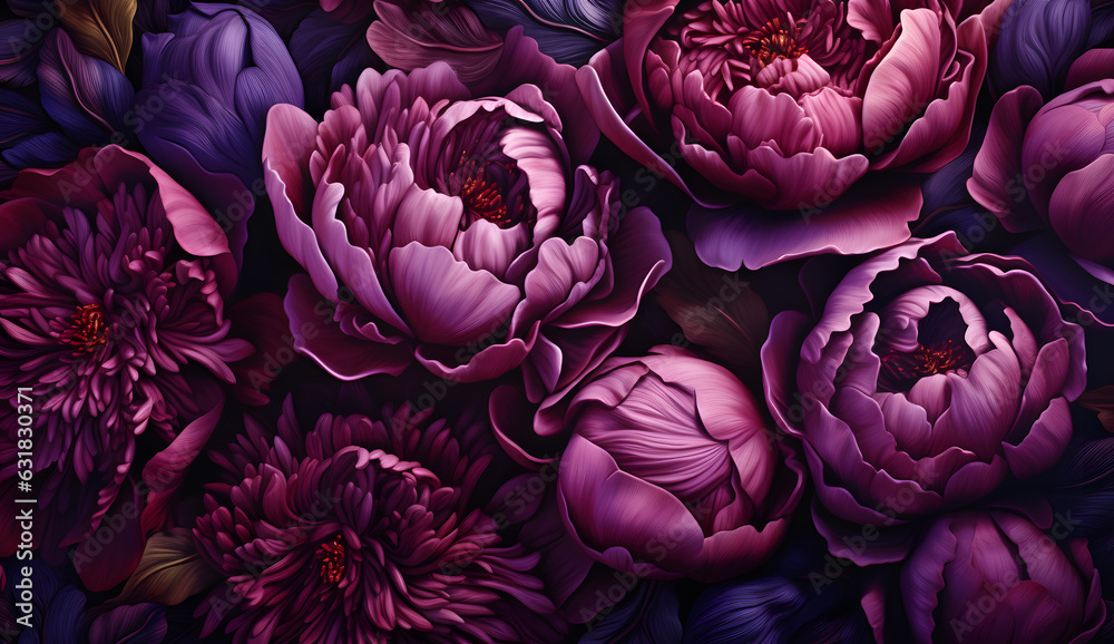 Obraz premium Dark purple peony art illustration