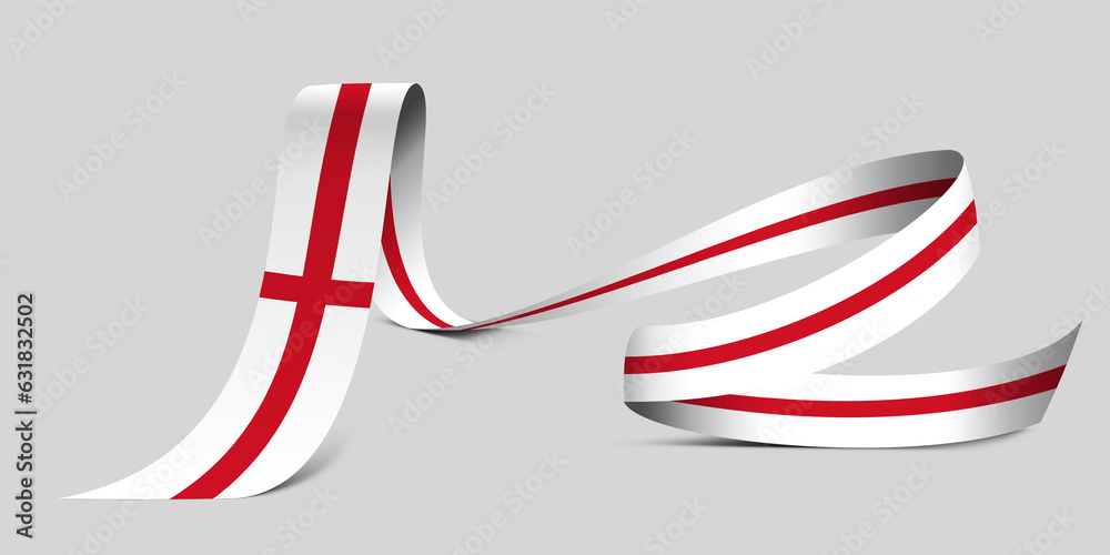 Obraz premium 3D illustration. Flag of England on a fabric ribbon background.