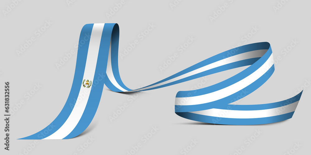 3D illustration. Flag of Guatemala on a fabric ribbon background.